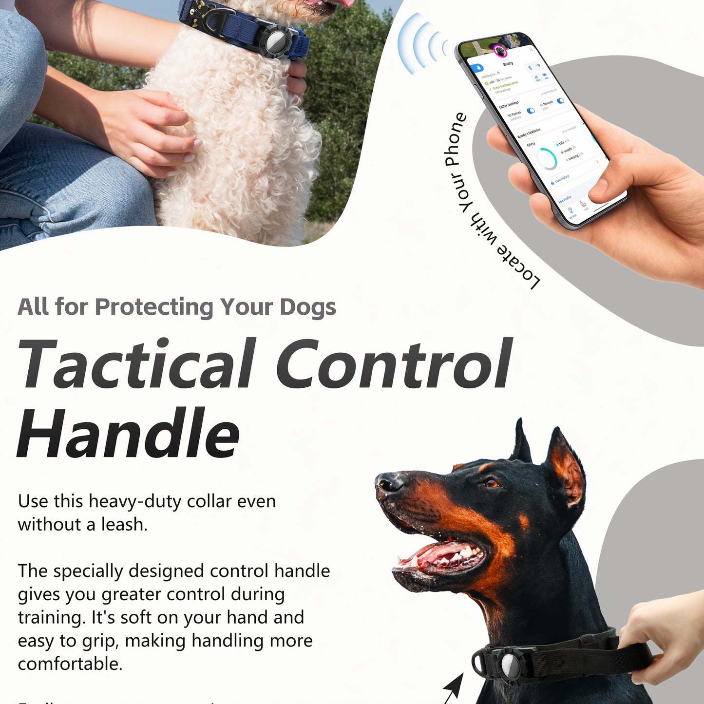 Tactical Nylon Dog Collar with GPS Holder, Adjustable Military-Style Collar for Dogs, Heavy-Duty Training Collar for All Breeds, Heavy Duty Collar | Secure Fit Collar | Adjustable Colla