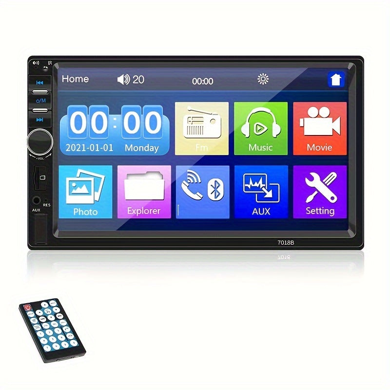 Car MP5 Dual Rod Radio, Portable 7-inch HD Touch Screen, Synchronous GPS Navigation Audio Car Radio Receiver, Wireless Wireless Multimedia Player, Compatible with Android/Apple Mobile Phone Systems, Optional Reverse Camera, S