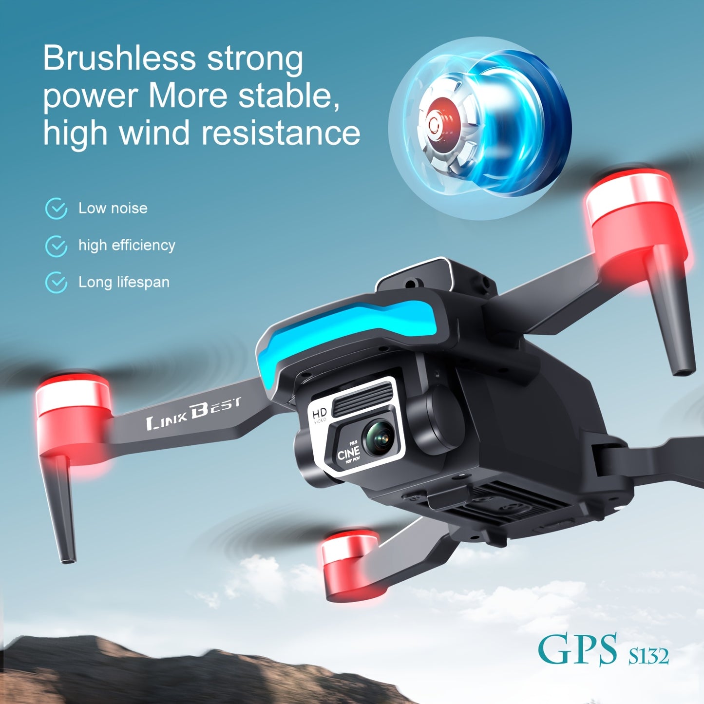New S132 UAV Drone with HD ESC Dual Camera, GPS Positioning, 360° Intelligent Obstacle Avoidance, Optical Flow Hovering, One-Key Takeoff, And Fail-Safe Return.Perfect for Beginners Men's Gifts