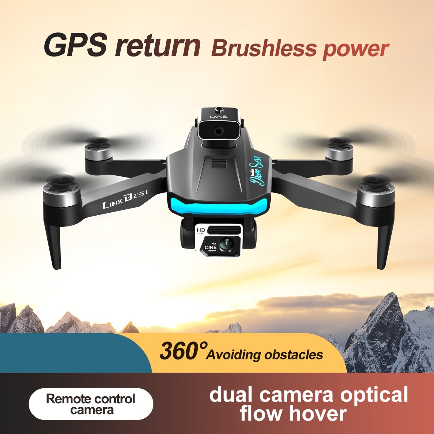 New S132 UAV Drone with HD ESC Dual Camera, GPS Positioning, 360° Intelligent Obstacle Avoidance, Optical Flow Hovering, One-Key Takeoff, And Fail-Safe Return.Perfect for Beginners Men's Gifts