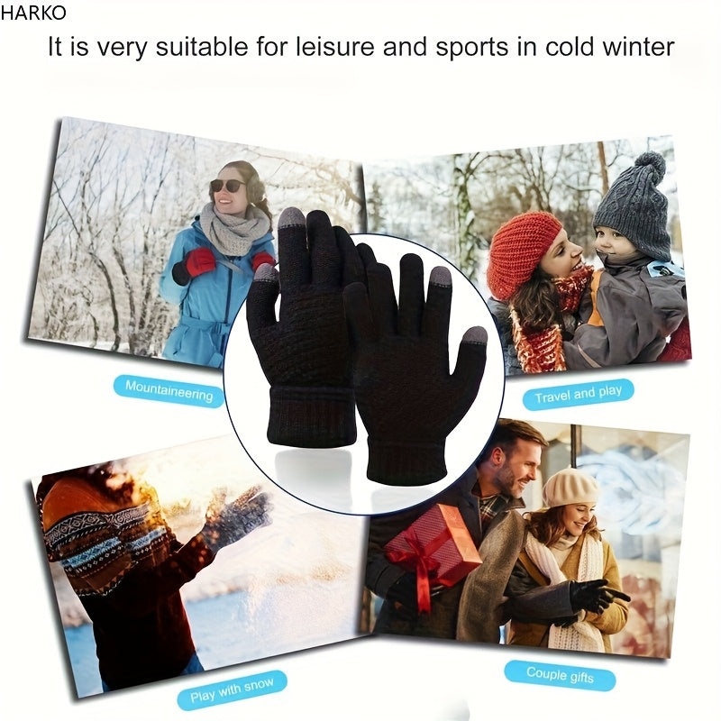 Winter Coldproof Touchscreen Gloves with Fleece Lining - Thickened Warm Unisex Phone Operation Gloves for Smartphone, Outdoor Activities, Skiing & Commuting (for all Smartphones)
