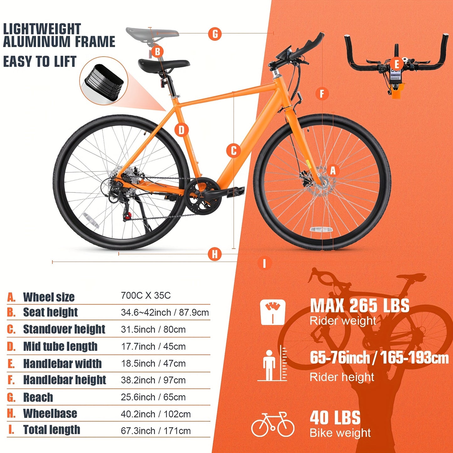 700C Electric Road Bike - 350W Motor Men Electric Bike Long Range, 36V 6.8Ah Battery Electric Motorcycle, Fast 3-Hour Charging Electric Scooter, Lightweight Frame, Bullhorn Handlebars Women Electric Bike - Perfect For Men & W