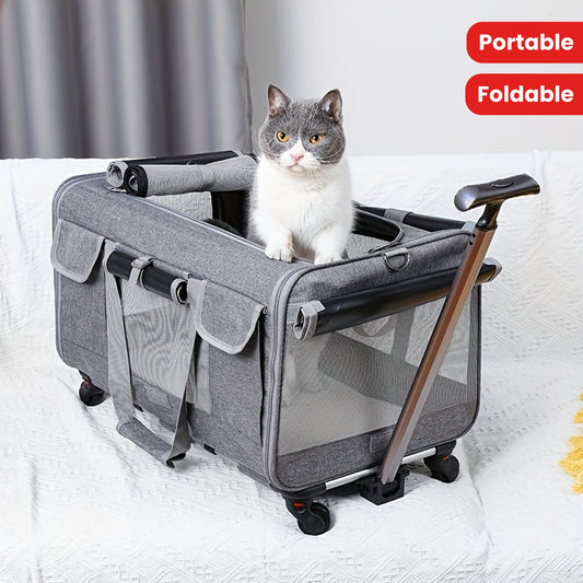 Large Extra Portable Detachable Dog Trolley Case - Foldable Pet Bag Cat Travel Carrier Bag
