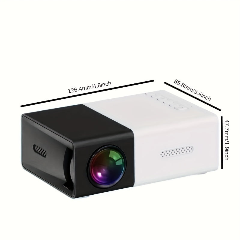 Portable Mini Home Theater Projector - HD Cinema Experience with Smartphone Wired Screen Sharing, Compact Design, and Easy Setup for Indoor and Outdoor Use
