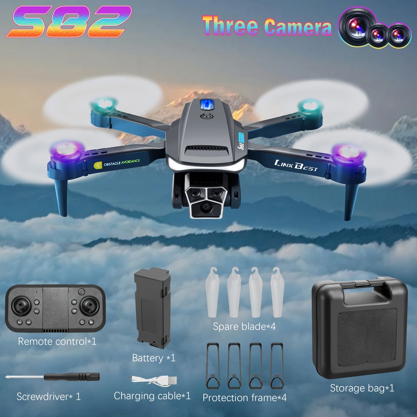 New S132 UAV Drone with HD ESC Dual Camera, GPS Positioning, 360° Intelligent Obstacle Avoidance, Optical Flow Hovering, One-Key Takeoff, And Fail-Safe Return.Perfect for Beginners Men's Gifts