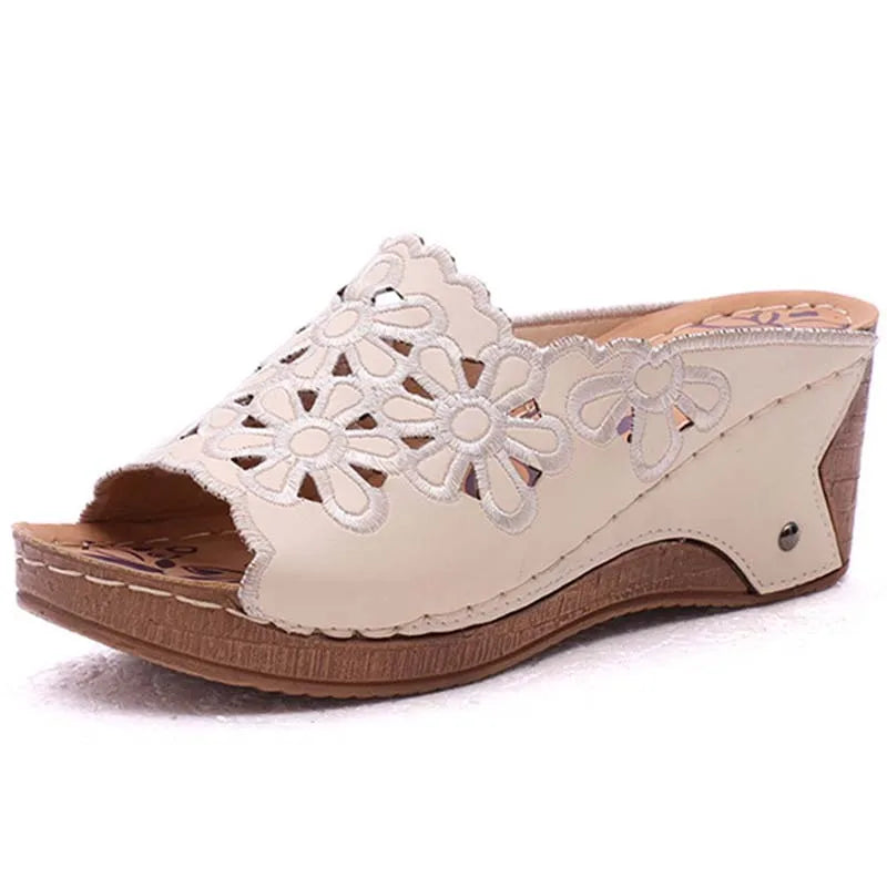 Women Shoes Sandals Summer Outdoor Walking Shoes Slip On Sandals Ladies Wedge Women's Shoes Retro Woman Slippers Footwear Female image