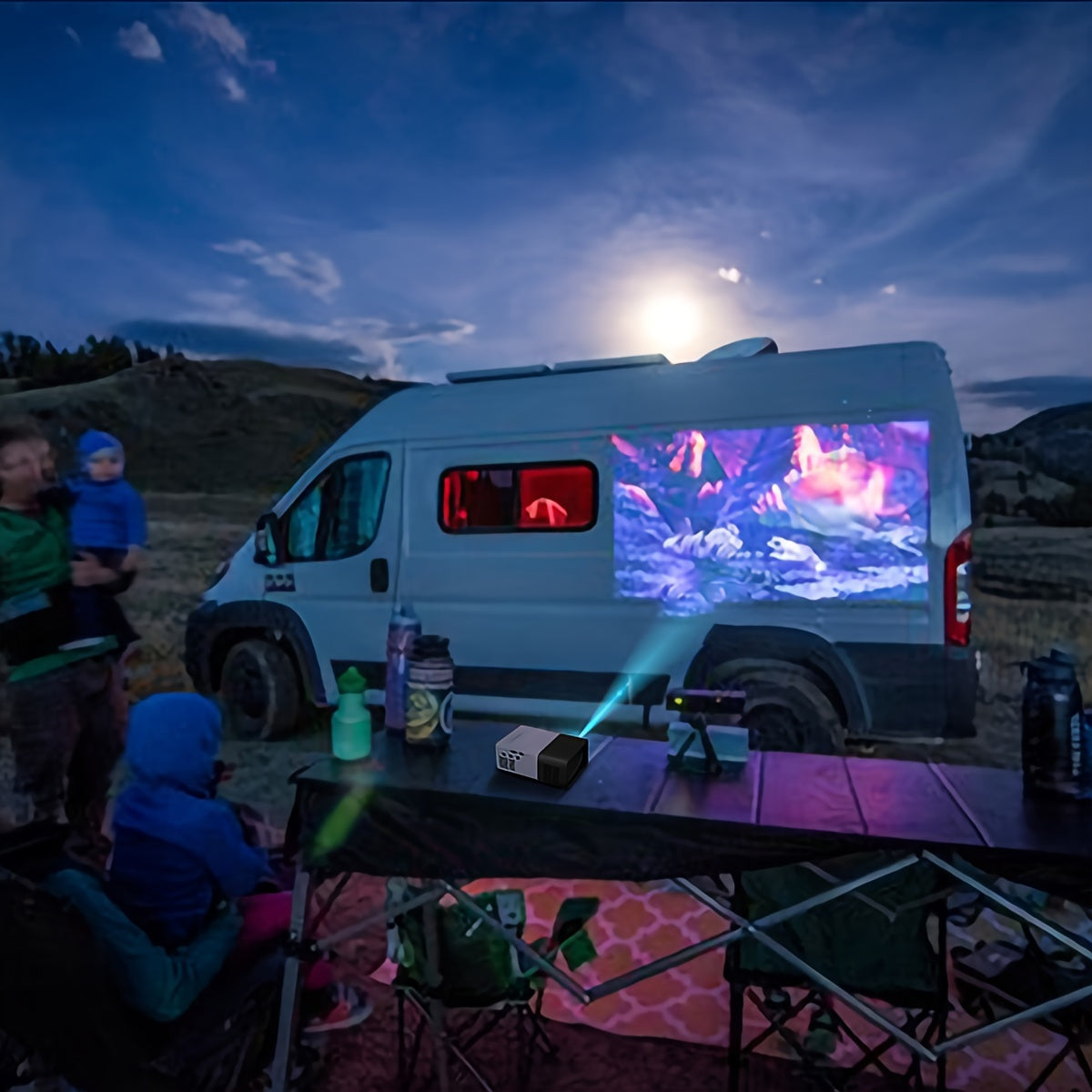 Portable Mini Home Theater Projector - HD Cinema Experience with Smartphone Wired Screen Sharing, Compact Design, and Easy Setup for Indoor and Outdoor Use
