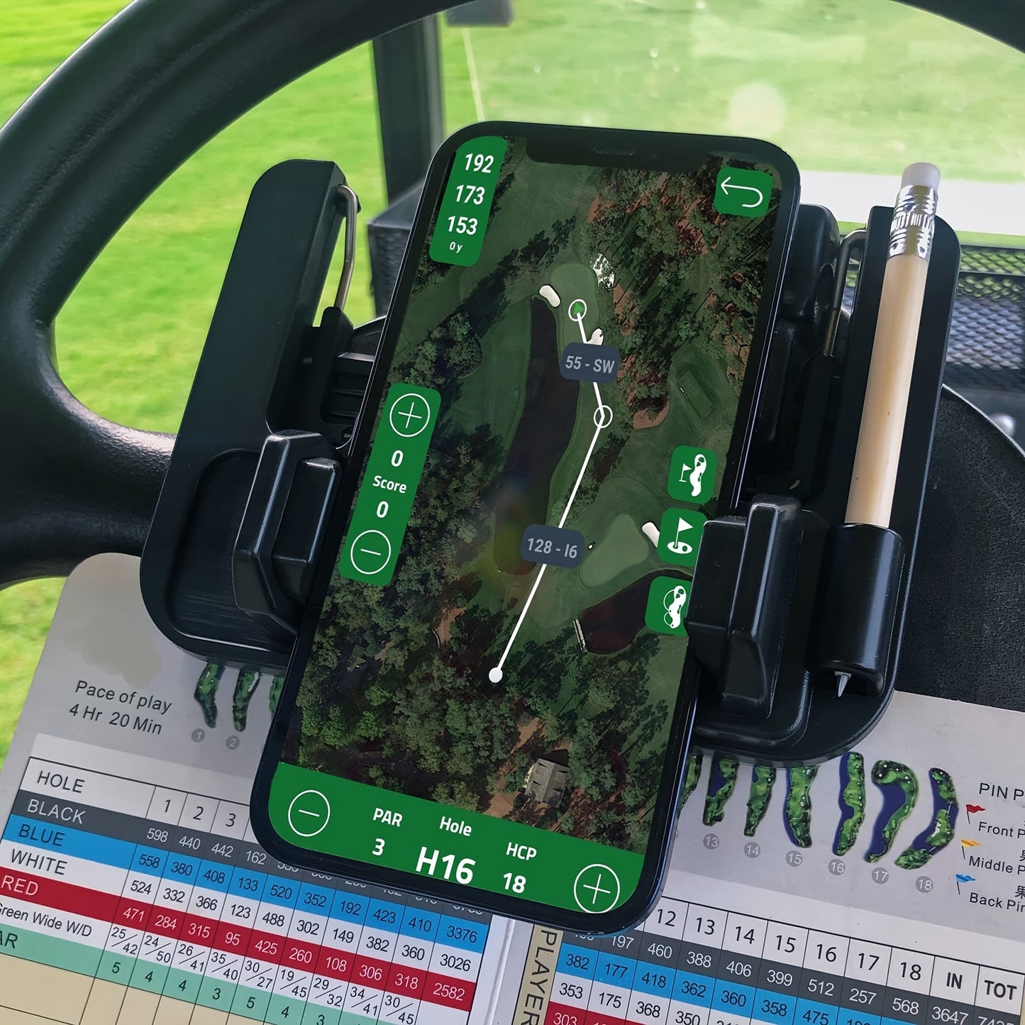 1pc Universal Golf Cart Phone Mount - Secure Steering Wheel Holder with GPS Function - Perfect Accessory for Club Cars and Exciting Gifts for Car Enthusiasts - Birthday, Christmas, and New Year Celebration