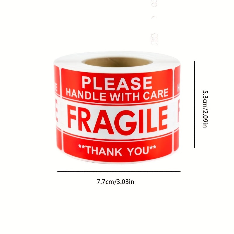 Two Packs Of 500 Sticker Rolls Per Roll - Handle With Care, Thank You For Your Packaging - Strong Adhesive Red Warning Labels Ensure Safe Transport And Movement Of Fragile Stickers For Transport