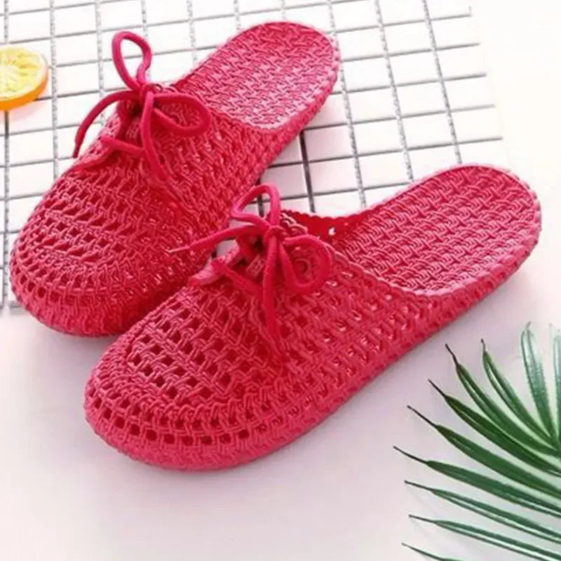 Summer Ladies Baotou Slippers with Hollow Fashion Soft Bottom Hole Shoes Women Wear Beach Sandals and Slippers image