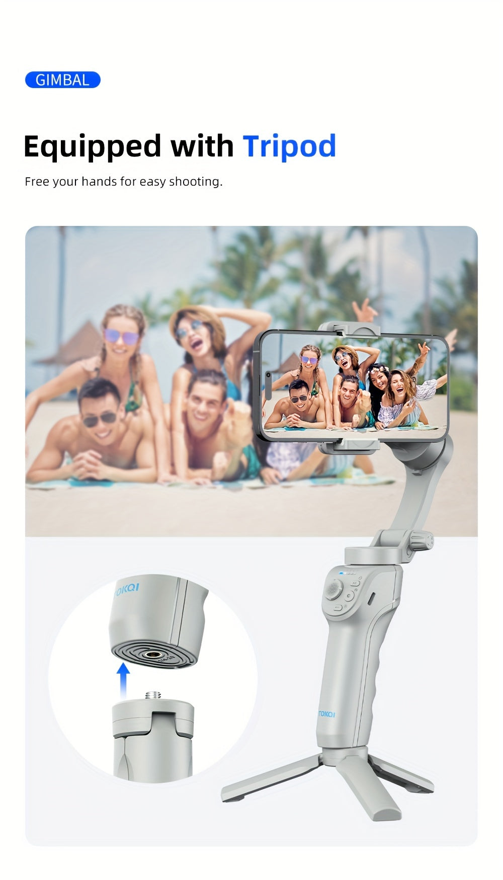 3-Axis Smartphone Gimbal with ActiveTrack, Auto Tracking, Portable & Foldable for Video Recording and Vlogging