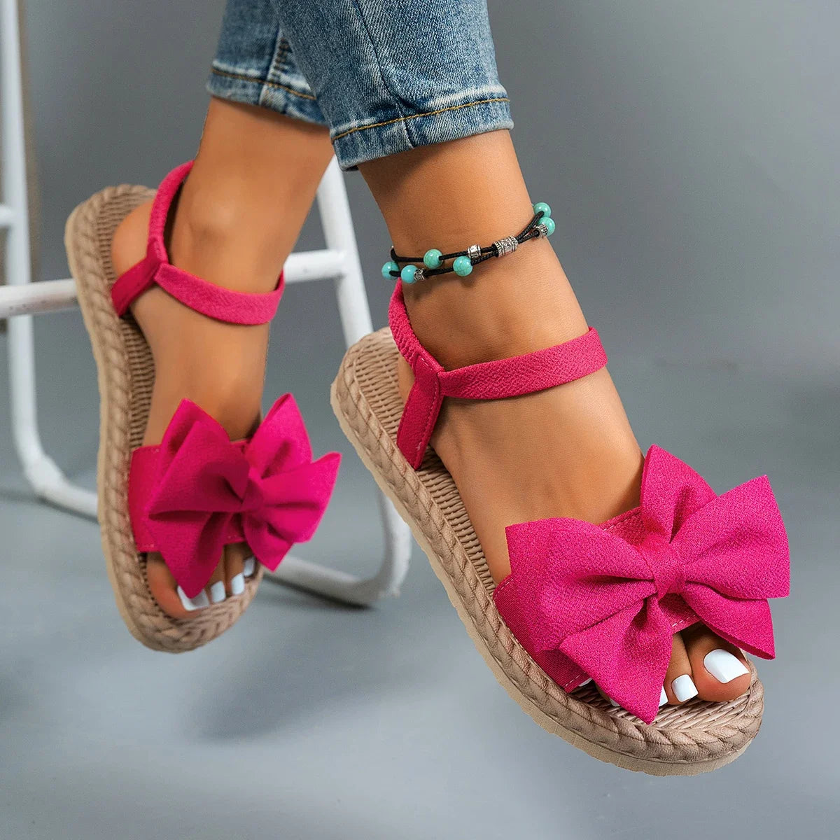 Women Sandals 2024 New Summer Lightweight Sandals Fashion Beach Casual Slippers Outdoor Bow Tie Flat Shoes Home Slides Women image 0