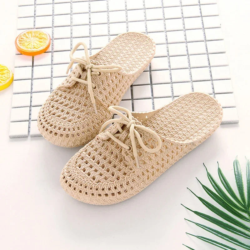 Summer Ladies Baotou Slippers with Hollow Fashion Soft Bottom Hole Shoes Women Wear Beach Sandals and Slippers image 1