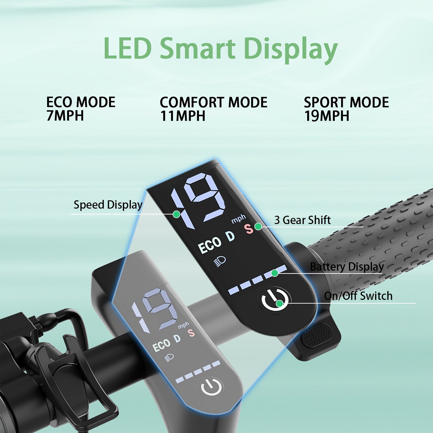 LADPED Electric Scooter | 350W 36V 5.2AH-10.5AH, 8.5" Solid Tires, 19 Mile Range, 3 Modes, High Speed, Foldable, Height Adjustable, Aluminum Alloy, Red and, Ideal for City Streets, Parks, Campus Pathways, Long