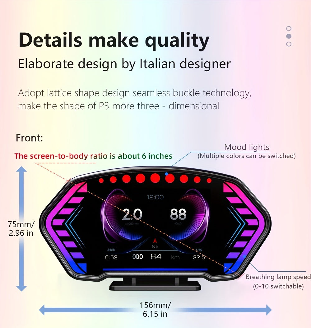ANCEL P3 OBD2+GPS Universal Head-Up Display HUD OBD Meter Digital Projector