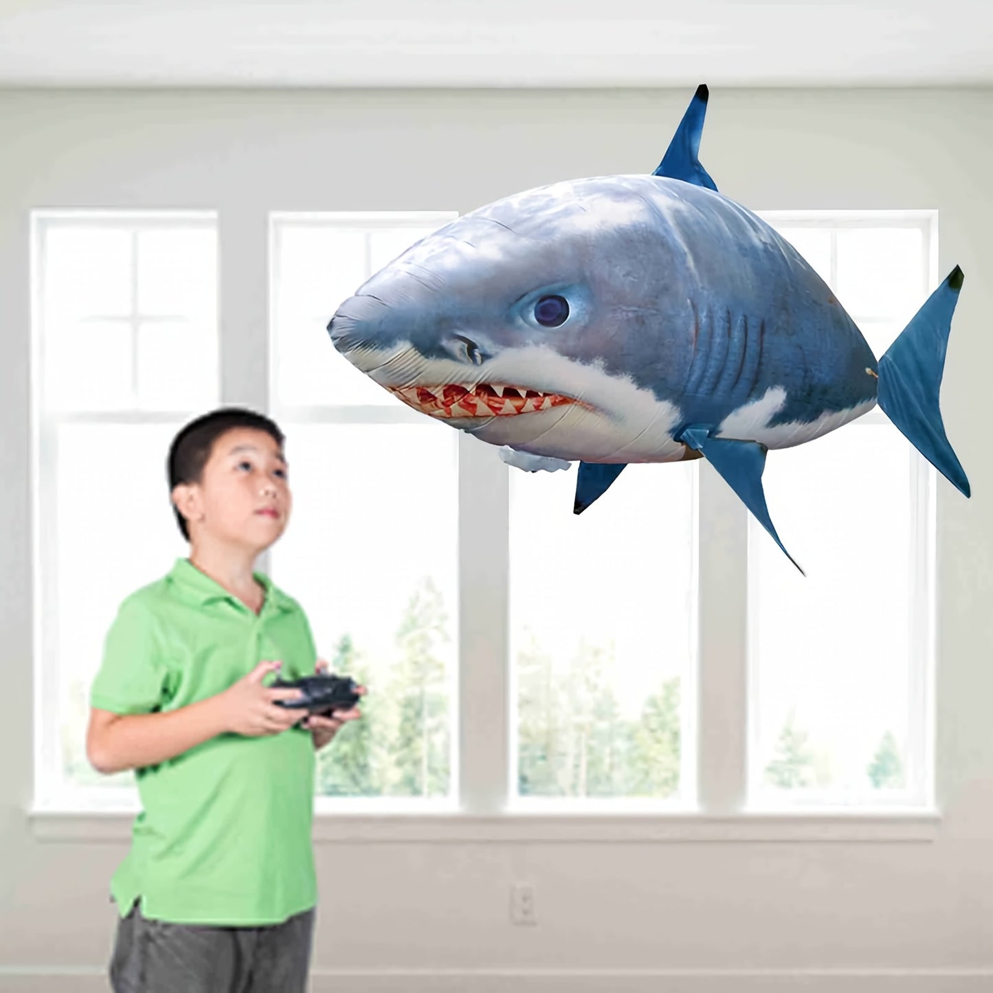 Remote Control Gliding Shark Inflatable, Realistic RC Flying Fish Balloon Toy For Kids & Teens, Hovers And Floats In Mid-Air, Amazing Black Friday Deals, Best Birthday, Christmas, Halloween Gift Idea, Soaring Adventure Indoor