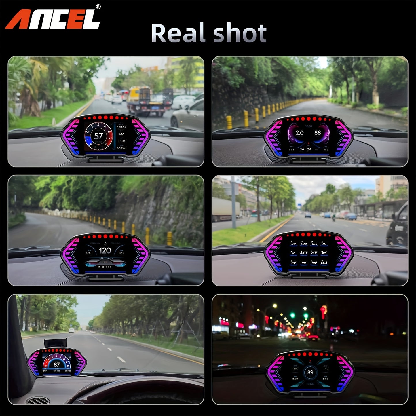 ANCEL P3 OBD2+GPS Universal Head-Up Display HUD OBD Meter Digital Projector
