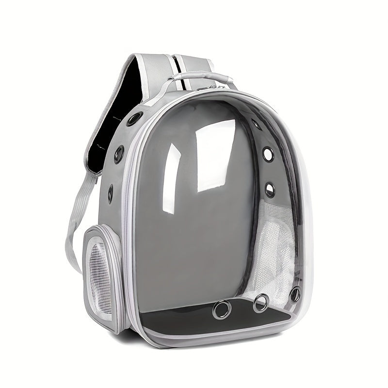 PVC Soft-Sided Cat Carrier Backpack with Zipper Closure, Transparent Breathable Space Capsule Design for Pet Comfort and Portability