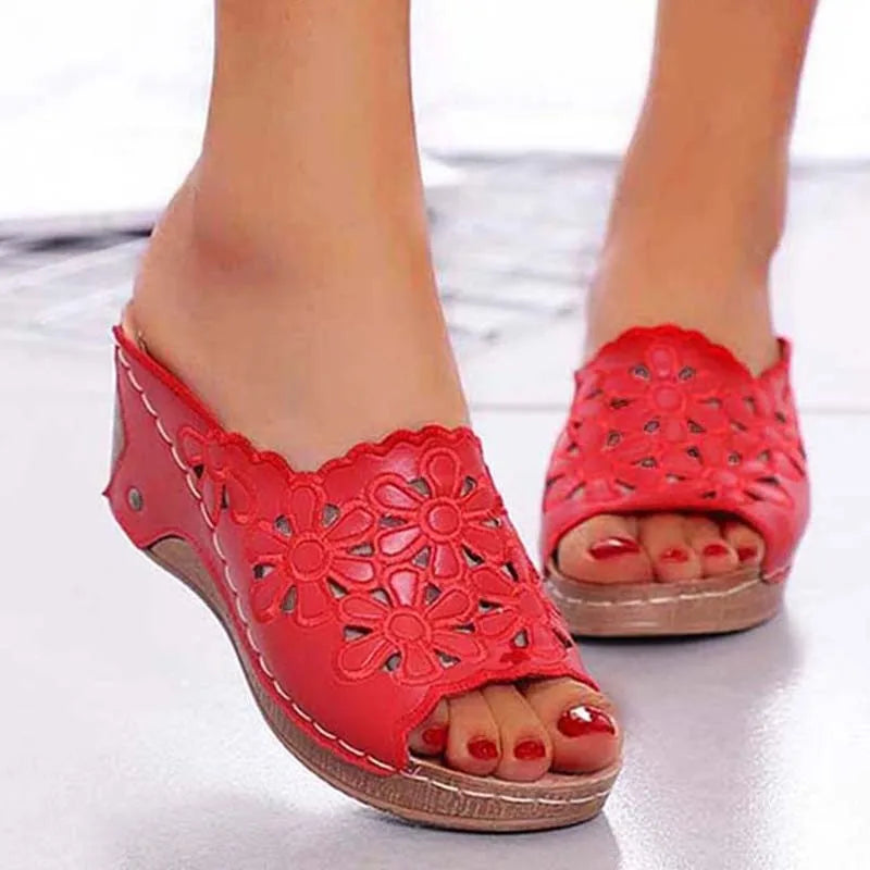 Women Shoes Sandals Summer Outdoor Walking Shoes Slip On Sandals Ladies Wedge Women's Shoes Retro Woman Slippers Footwear Female image 1