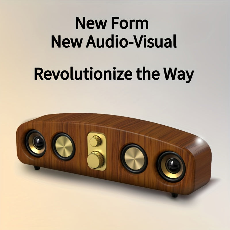 [Wireless Smart Soundbar] Wireless Smart Soundbar | 5.0 Channel Speaker System with Subwoofer - Home Theater Stereo, Compatible with TV/PC/Smartphone/Tablet - Elegant Wood Grain Finish - Portable Design with Low Frequency, Ty