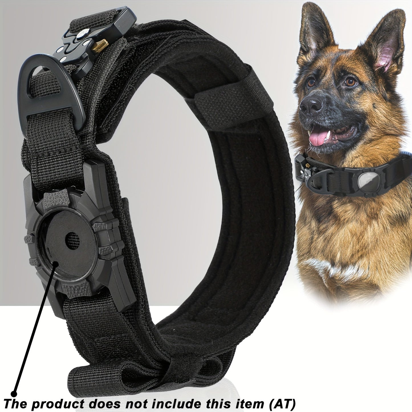 Tactical Nylon Dog Collar with GPS Holder, Adjustable Military-Style Collar for Dogs, Heavy-Duty Training Collar for All Breeds, Heavy Duty Collar | Secure Fit Collar | Adjustable Colla