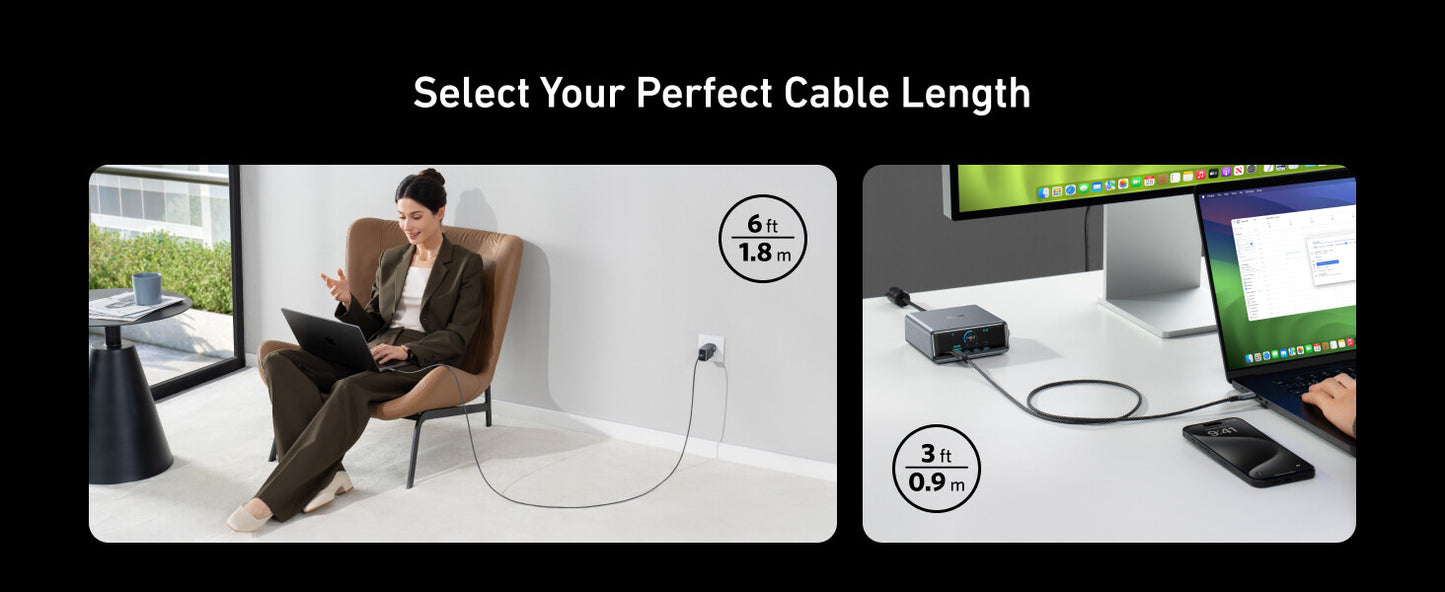 New Anker Prime USB C to USB C Cable, 240W 6 ft Fast Charging USB C Cable, Upcycled-Braided Nylon with 100-Year Bend Durability