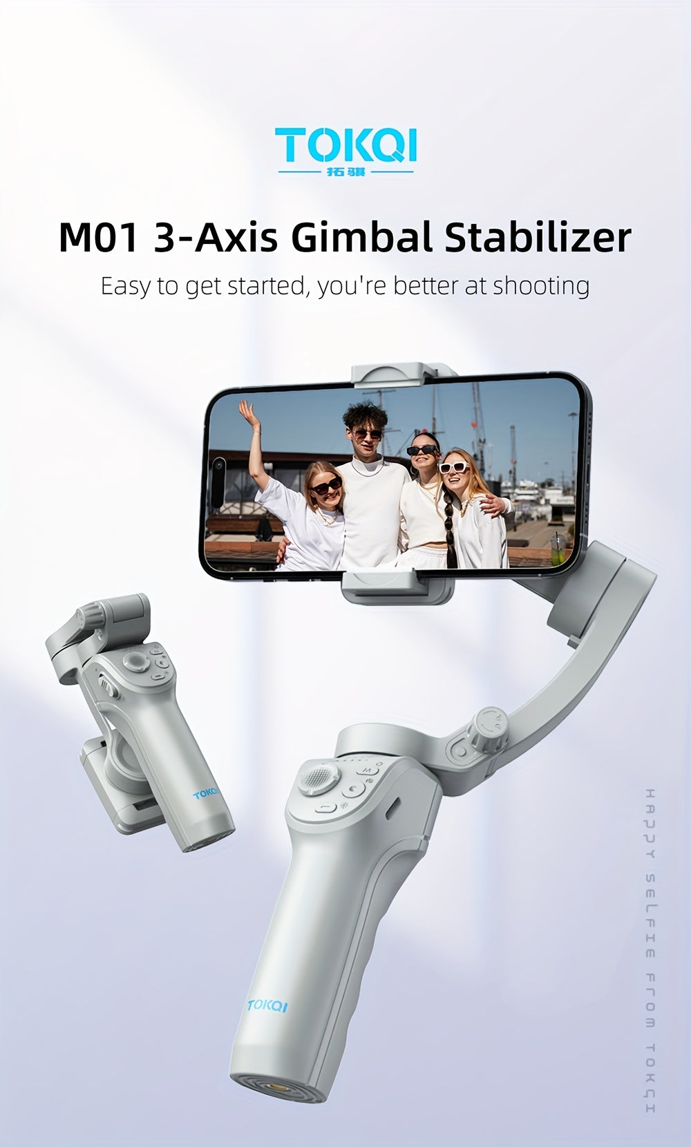 3-Axis Smartphone Gimbal with ActiveTrack, Auto Tracking, Portable & Foldable for Video Recording and Vlogging