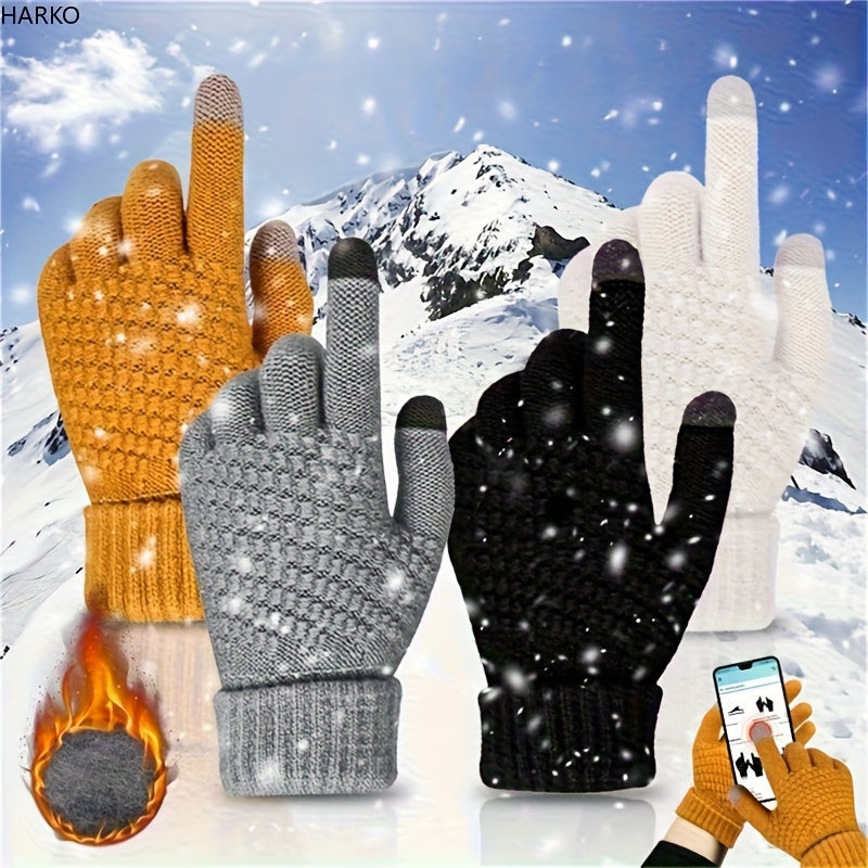 Winter Coldproof Touchscreen Gloves with Fleece Lining - Thickened Warm Unisex Phone Operation Gloves for Smartphone, Outdoor Activities, Skiing & Commuting (for all Smartphones)