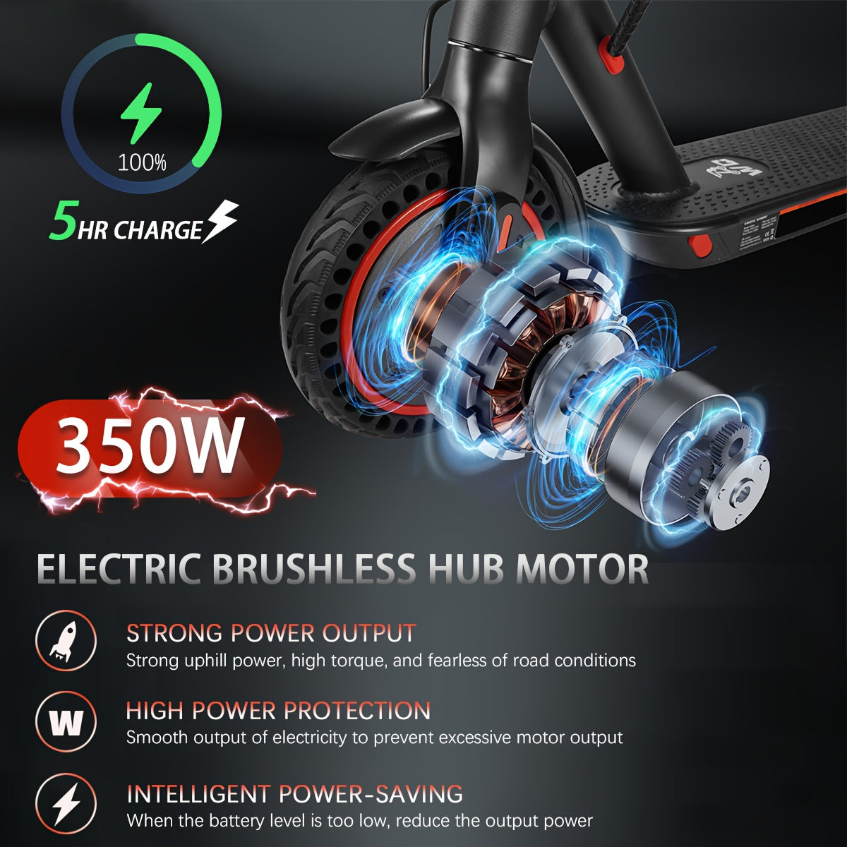 Foldable Electric Scooter for Adults, 8.5 Inch with LED Display, 350W Motor Power, Class A 7.8/10.4Ah Lithium Battery, 3 Speed Modes, 15 - 30 Mile Range, Maximum Load Capacity of 100 Kilograms