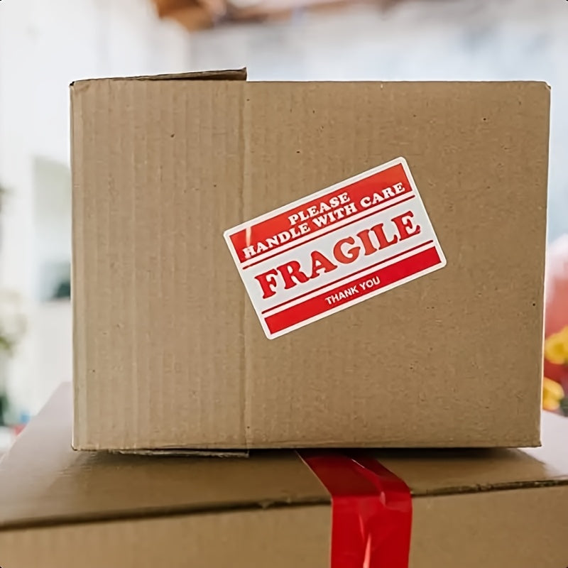 Two Packs Of 500 Sticker Rolls Per Roll - Handle With Care, Thank You For Your Packaging - Strong Adhesive Red Warning Labels Ensure Safe Transport And Movement Of Fragile Stickers For Transport