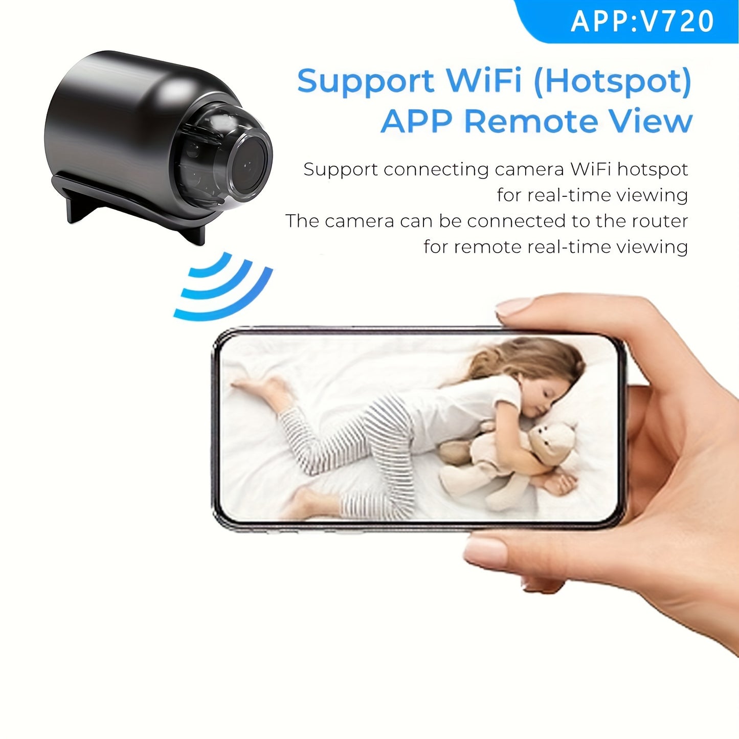 Wi-Fi Home Security IP Camera - Night Vision, Motion Detection, Wide-Angle, Smartphone Control, USB Powered