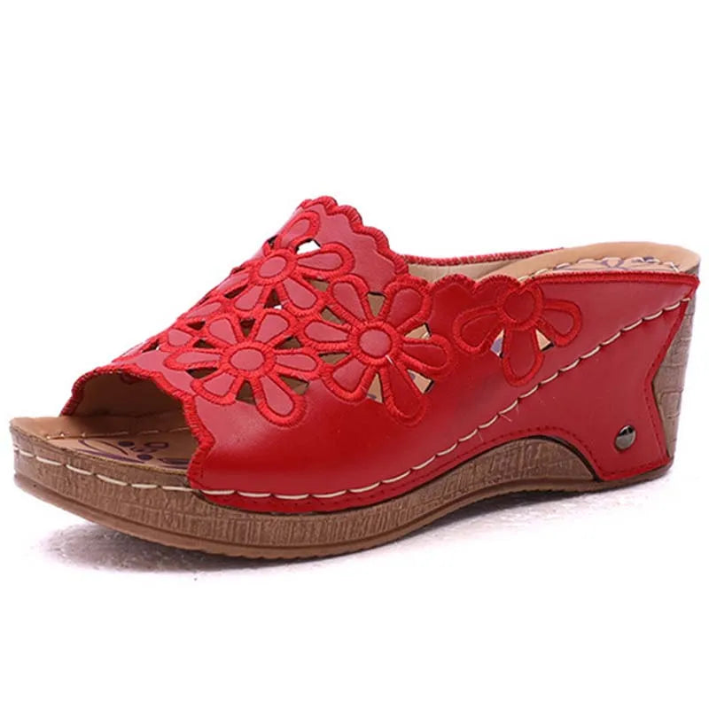 Women Shoes Sandals Summer Outdoor Walking Shoes Slip On Sandals Ladies Wedge Women's Shoes Retro Woman Slippers Footwear Female image