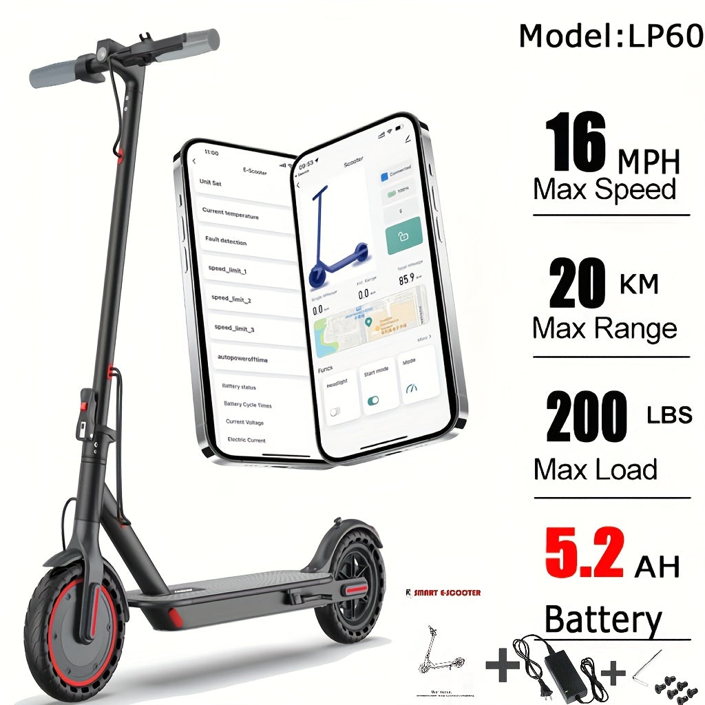 LADPED Multiple Models Folding Electric Scooter, Rated 350W/500W Motor Optional, 5.2AH-14.5AH Battery, with 8.5-10inches Anti-skid Solid Tires, Scooter Electric with Long Range, 15-20MPH Speed Foldable Commuting E-Scooter for