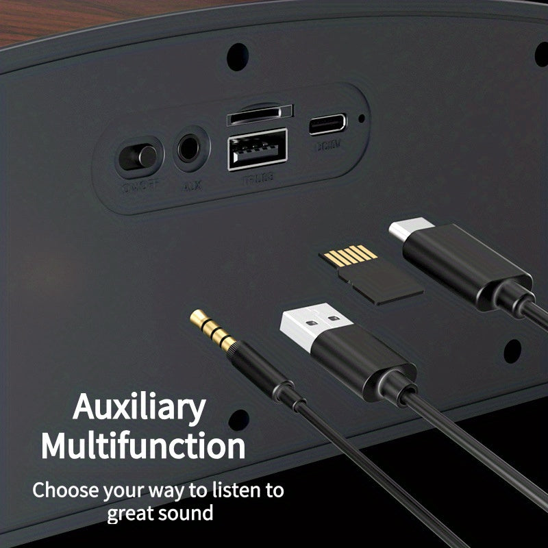 [Wireless Smart Soundbar] Wireless Smart Soundbar | 5.0 Channel Speaker System with Subwoofer - Home Theater Stereo, Compatible with TV/PC/Smartphone/Tablet - Elegant Wood Grain Finish - Portable Design with Low Frequency, Ty