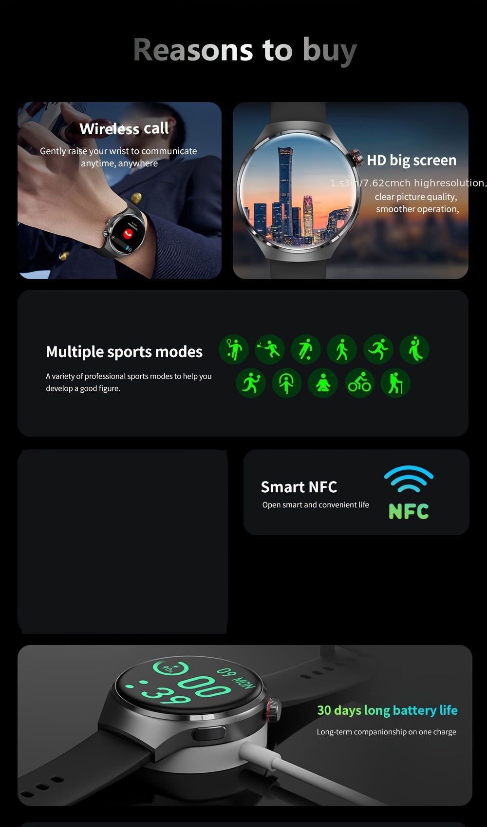 2024 New GPS Motion Trajectory Smart Watch Men NFC Wireless Call Men Watch 360*360 HD Screen Smartwatch Sports Fitness Tracker Outdoors Smart Watch For Men