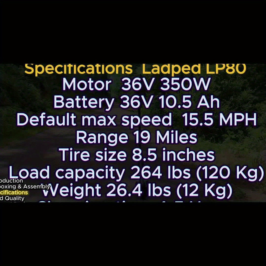 LADPED Multiple Models Folding Electric Scooter, Rated 350W/500W Motor Optional, 5.2AH-14.5AH Battery, with 8.5-10inches Anti-skid Solid Tires, Scooter Electric with Long Range, 15-20MPH Speed Foldable Commuting E-Scooter for
