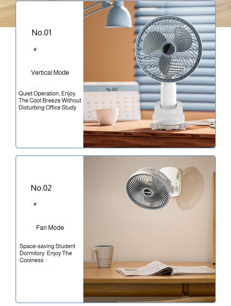 3-in-1 Telescopic Cool Fan USB Charing Folding Desktop Circulator 3-Speed No-Drill Wall Mount Electric Fan for Dorm Home Office