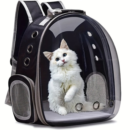 Crystal Clear Cat Backpack Carrier - Ventilated Space Pod Design for Safe Travel - Perfect for Hiking & Outdoor Fun with Your Feline Companion