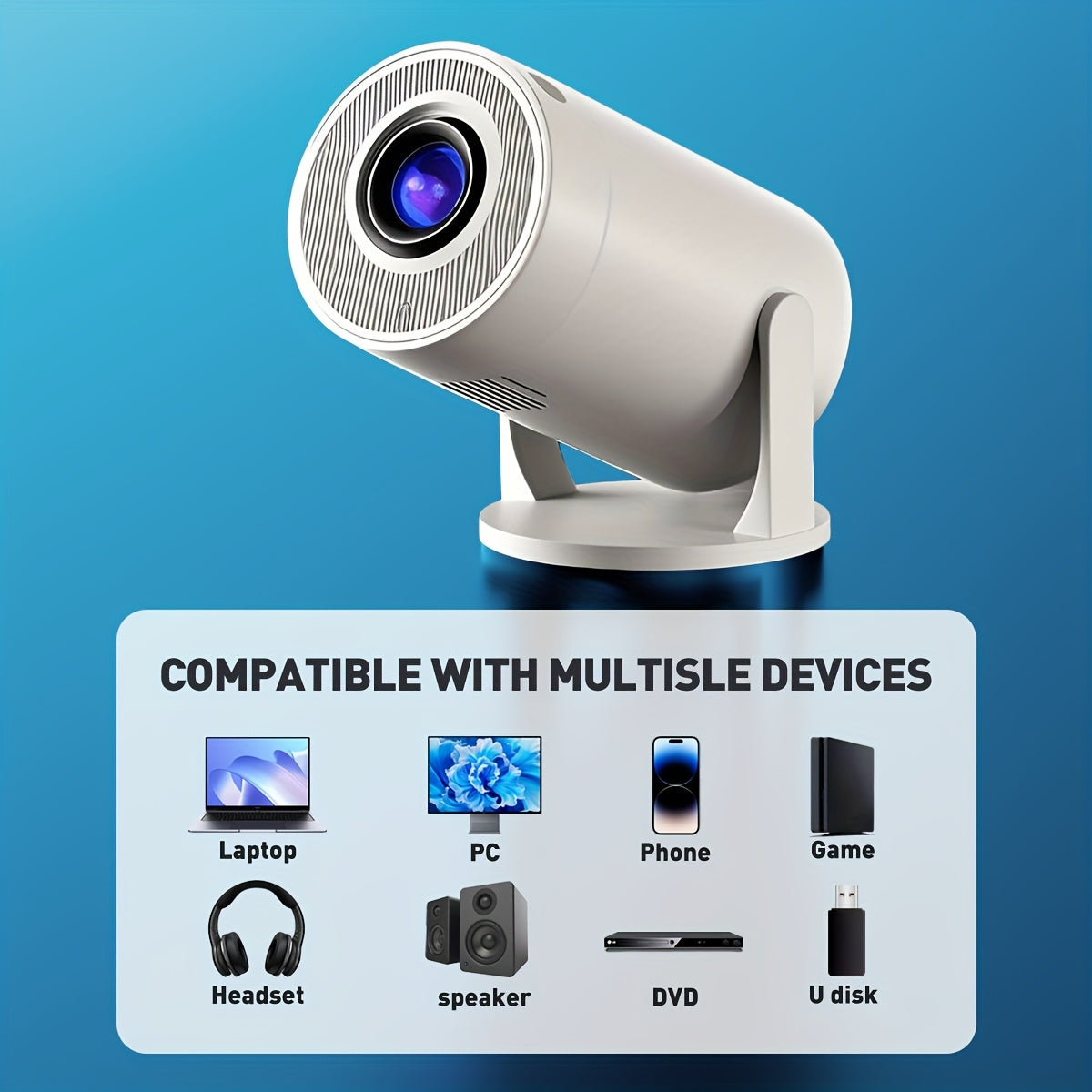 [HD Projector For Home] 1080P High-Definition Projector | Keystone Correction, Fast Focus, 180° Rotation, Compatible With Phones, Tablets & Laptops, Perfect For Home Theater, Black Friday Deals & Holiday Gifts