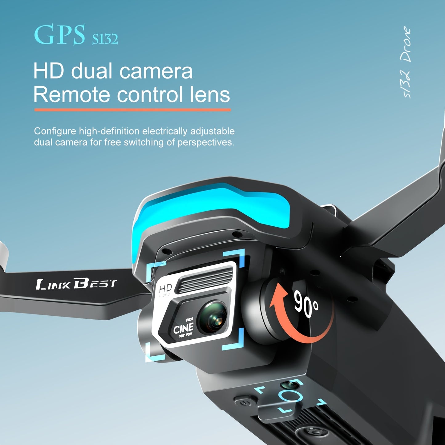 New S132 UAV Drone with HD ESC Dual Camera, GPS Positioning, 360° Intelligent Obstacle Avoidance, Optical Flow Hovering, One-Key Takeoff, And Fail-Safe Return.Perfect for Beginners Men's Gifts