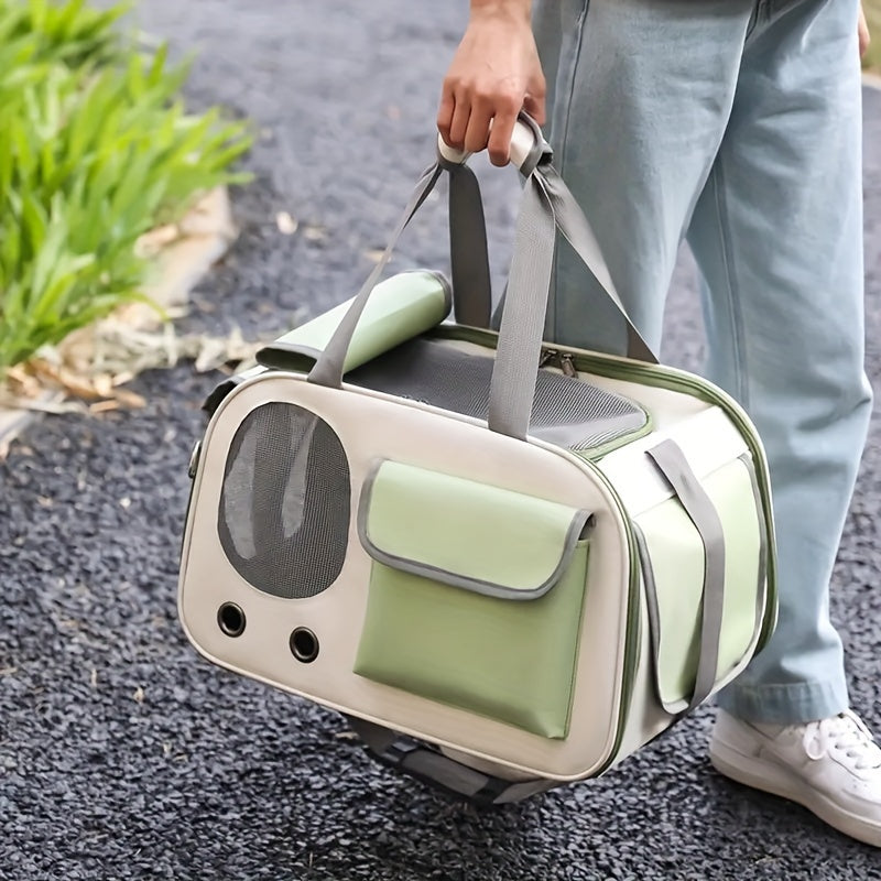 1pc Portable Pet Carrier Bag, Fashionable & Ventilated, Foldable Single Shoulder Space Capsule For Cats & Small Dogs, Easy Travel