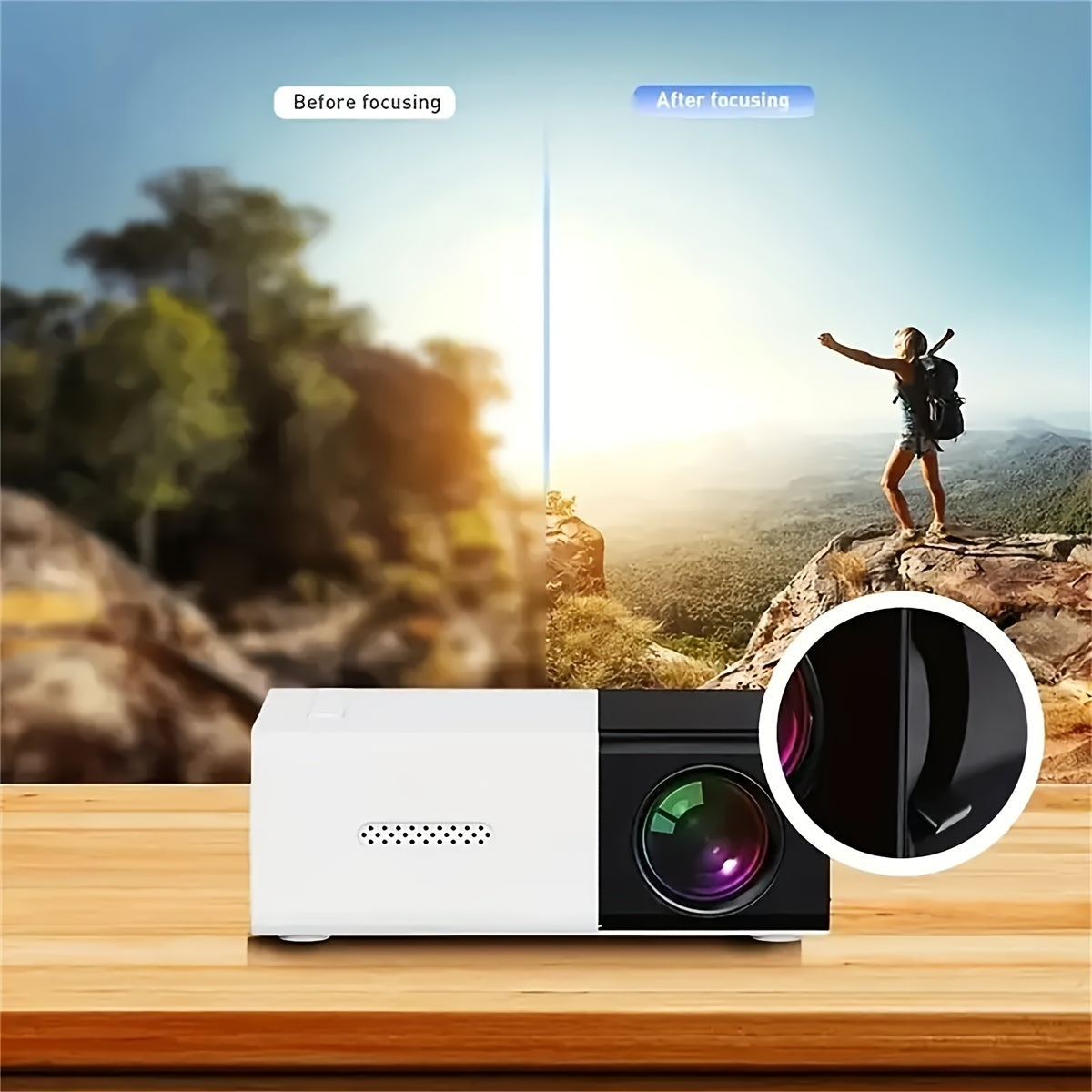 Portable Mini Home Theater Projector - HD Cinema Experience with Smartphone Wired Screen Sharing, Compact Design, and Easy Setup for Indoor and Outdoor Use