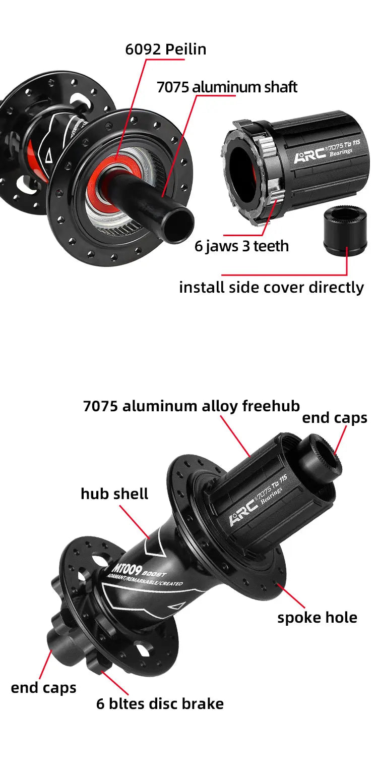 ARC MT009 BOOST MTB rear hub	Bicycle Hub 6 Pawls 15x110 10x141 12x148 32H Bike Wheel Hub HG XD MS for K7 8 9 10 11 12 Speed