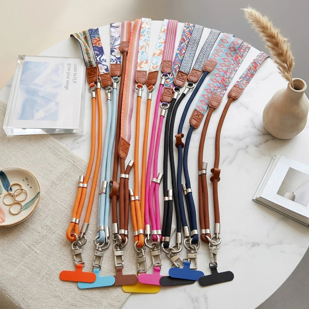 Colorful Adjustable Long Lanyard for Mobile Cell Phone Candy Solid Color Crossbody Necklace Anti-Lost Strap for Phone Universal