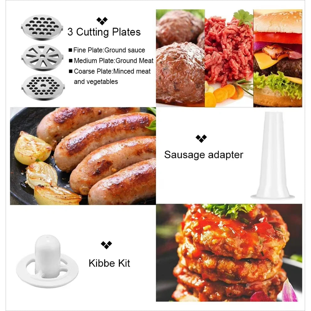 2800W Electric Meat Grinders Food Crusher Stainless Steel Multifunctional Vegetable Slicer Processor Chopper Kitchen Appliances