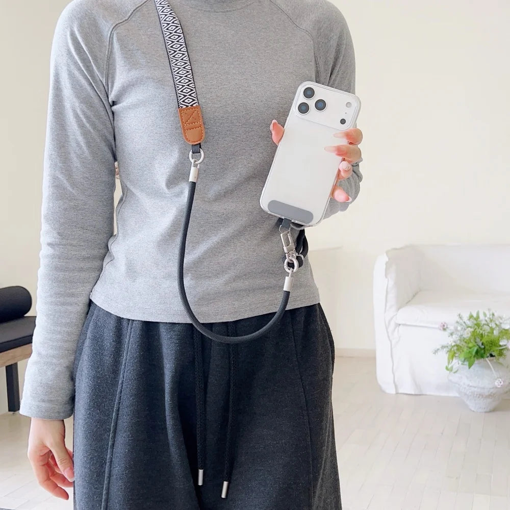 Colorful Adjustable Long Lanyard for Mobile Cell Phone Candy Solid Color Crossbody Necklace Anti-Lost Strap for Phone Universal