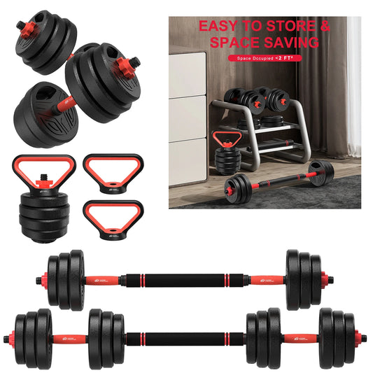 3-in-1 Dumbbell Barbell Set 20kg Weights Dumbbell Bars Adjustable Dumbbells Dumbbell Set for Strength Training Fitness Home Gym