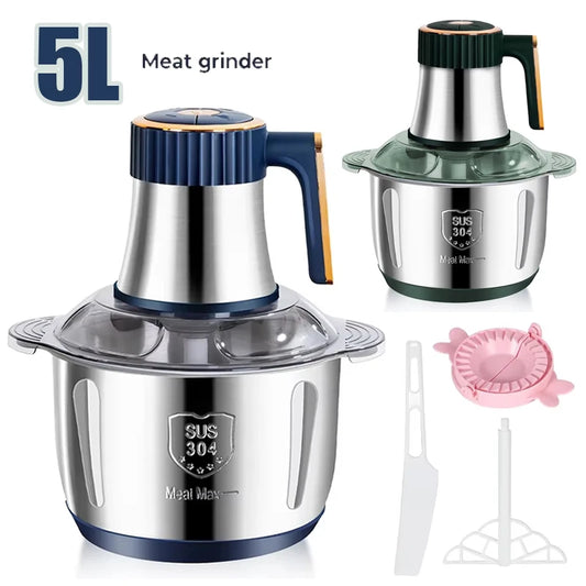 Electric Meat Grinders 5L Food Crusher 6S Stainless Steel Multifunctional Vegetable Slicer Processor Chopper Kitchen Appliances