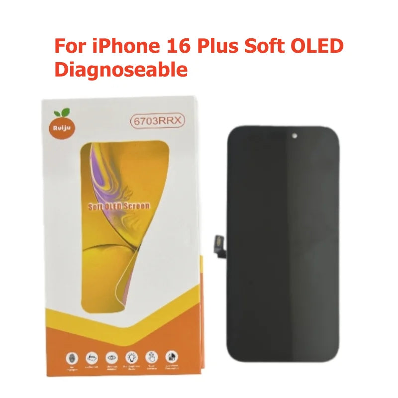 Diagnosable For iPhone 16 Pro Max Screen 17 15Pro 14Pro Max 16 15 Plus Display LCD with 3D Touch Digitizer Assembly Soft OLED RJ
