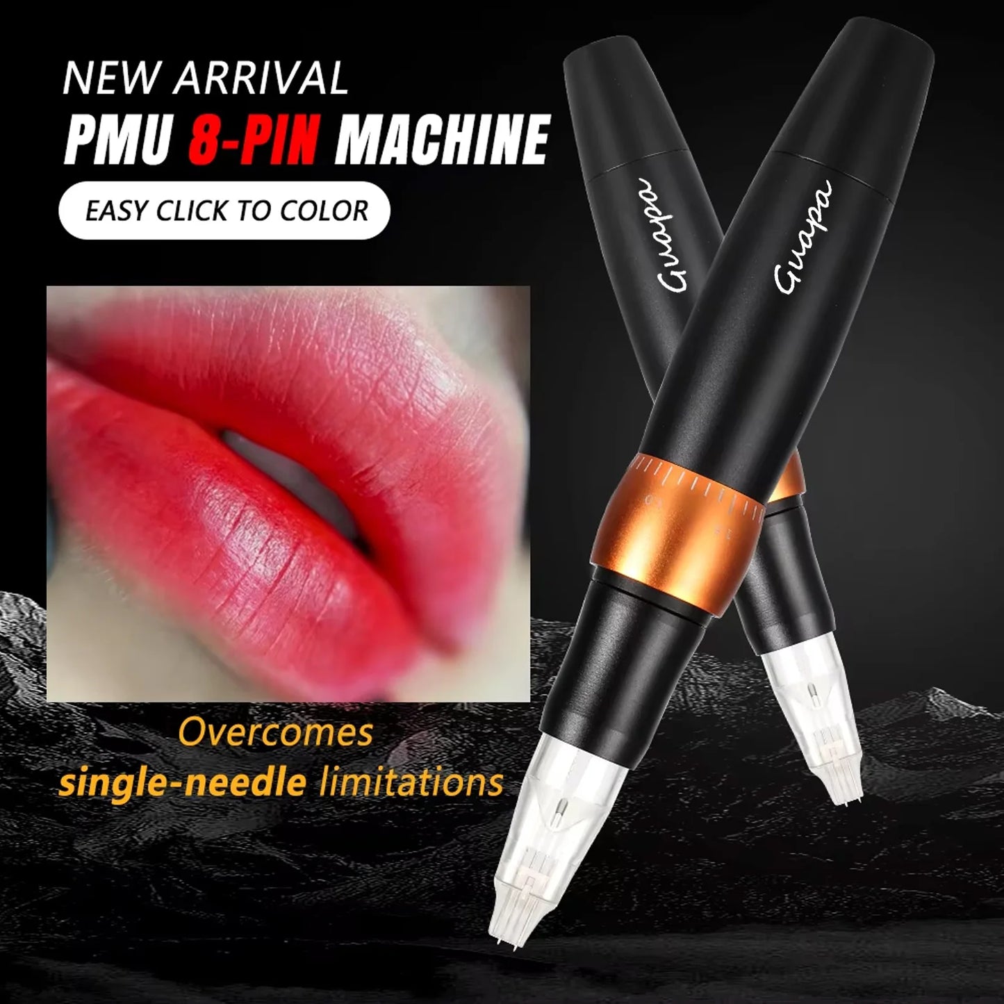 20MINS Fast Lip Blush Permanent Makeup Machine with 8 Pin System for PMU Eyebrow Lip and Ombre Shading Tattoo